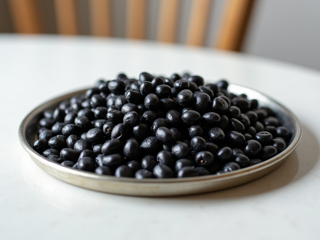 Raw and cooked black beans